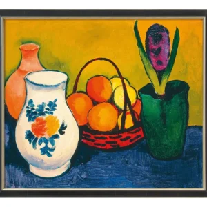 Alle Werke>Ars mundi August Macke: »Weißer Krug mit Blumen und Früchten«, 1910, schwarz-silber gerahmt