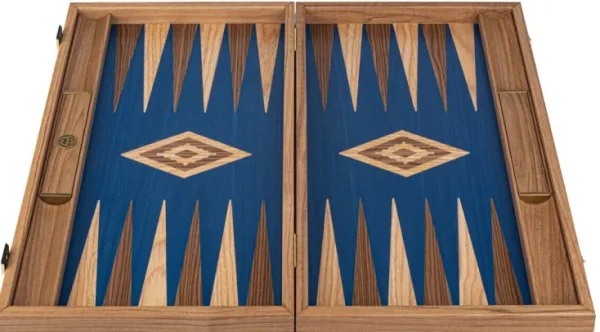 Spiele & Puzzle | Spiele Für Erwachsene>MANOPOULOS Backgammon aus Eichen- und Walnussholz mit blauen Intarsien