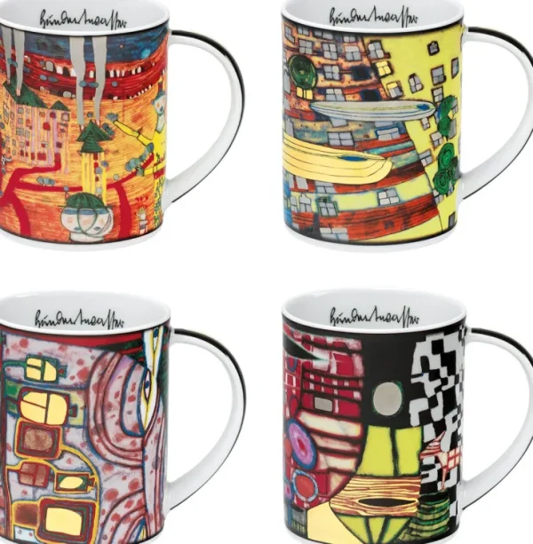 Keramik & Gläser>Ars mundi 4 Becher »Magic Mugs 2021« im Set nach Hundertwasser