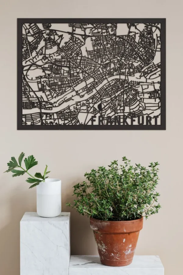Wandbilder & Wanddekoration>City Shapes Citymap »Frankfurt« aus Holz