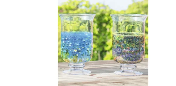 Keramik & Gläser>Ars mundi Claude Monet: ​ 2 Windlichter / Vasen mit Künstlermotiven im Set