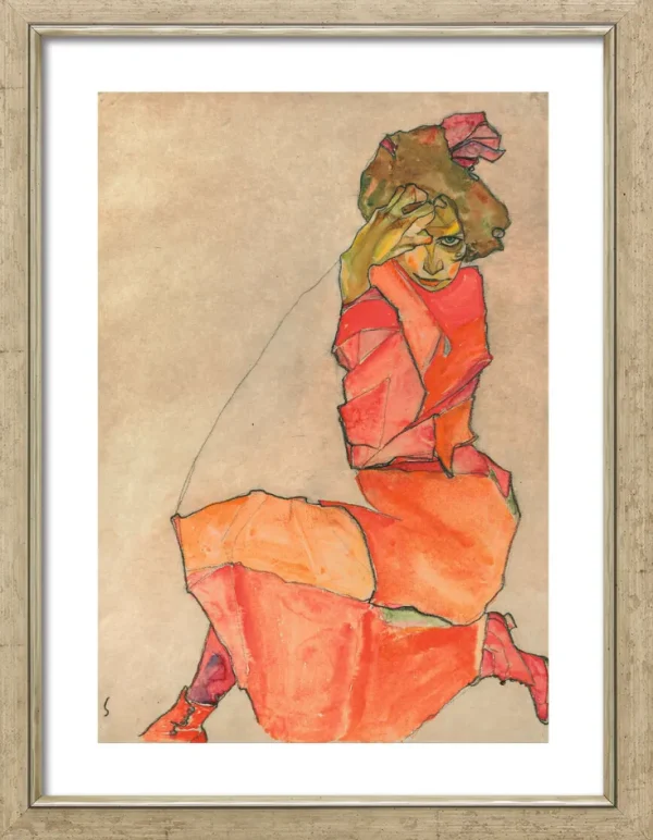 Alle Werke>Ars mundi Egon Schiele: Bild »Kniende in orange-rotem Kleid«, 1910