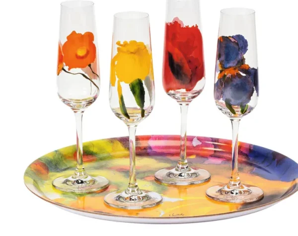 Keramik & Gläser>Ars mundi Emil Nolde: 4-teiliges Sektgläserset »Sommerblumen«