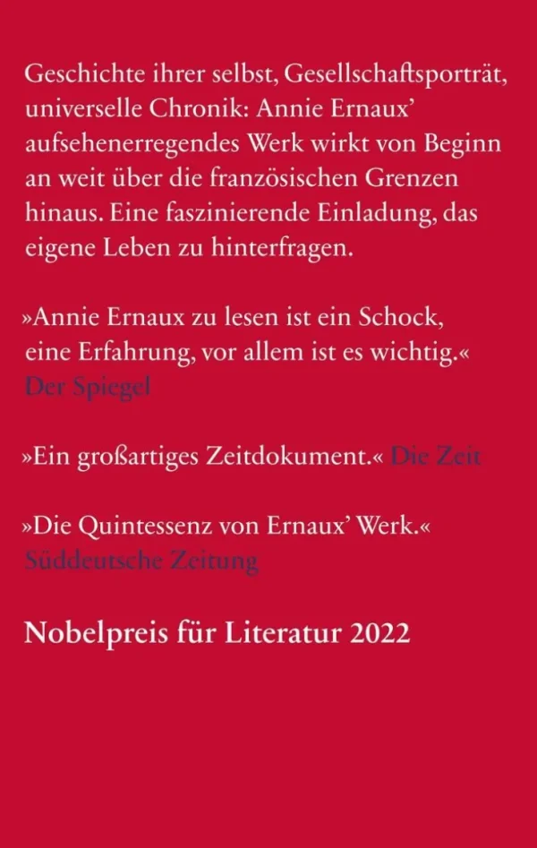 Romane>ZEIT Buchhandlung Ernaux, A: Jahre