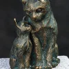 Gartendekoration | Bronze>Ars mundi Gartenskulptur »Katze mit Jungem«