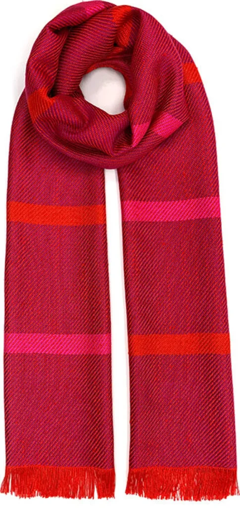 Seide>Ulrike Isensee DS Gewebter Seidenschal in Fuchsia und Rot