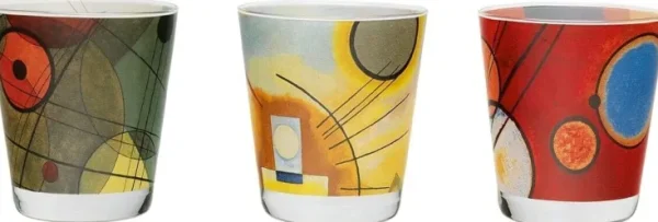 Keramik & Gläser>Ars mundi 3 Glas-Windlichter mit Künstlermotiven im Set nach Kandinsky