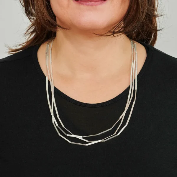 Goldschmiedeschmuck>Franziska Rappold Kette »Streifen«, Silber