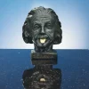 Bronze | Kunstbronze & Stahl>Ars mundi Nemecek, J.: »Einstein-Kopf mit goldener Zunge«