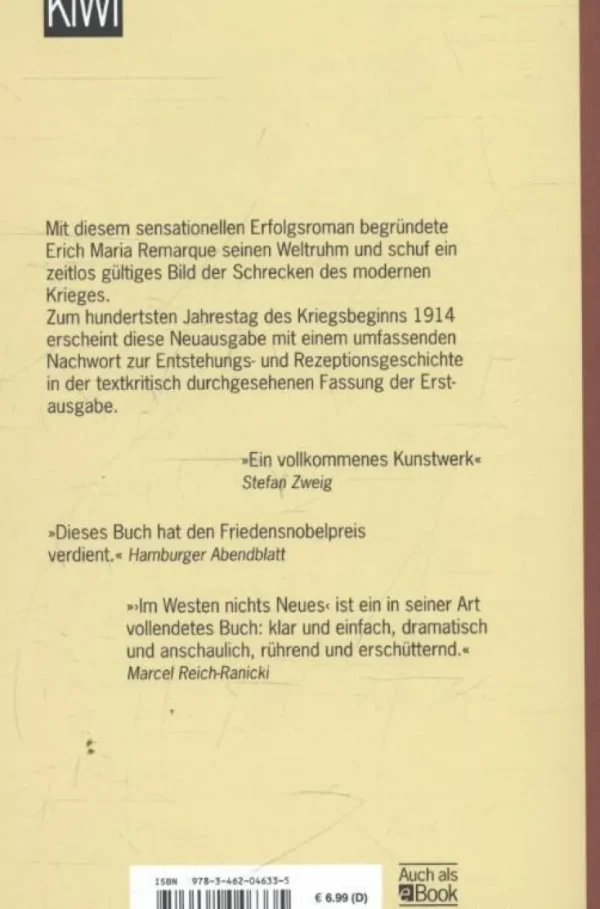 Romane>ZEIT Buchhandlung Remarque, Erich Maria: Im Westen nichts Neues