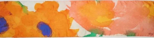 Seide | Künstlertücher>Ars mundi Seidenschal »Blaue und rote Blumen« nach Nolde