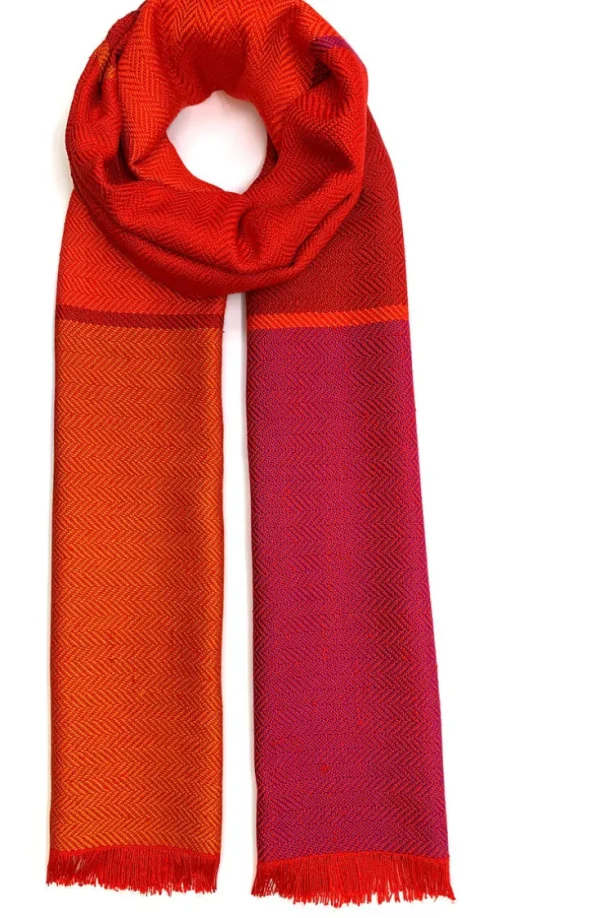 Seide>Ulrike Isensee DS Seidenschal in Rot, Orange und Pink