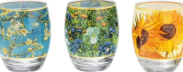 Keramik & Gläser>Ars mundi 3 Teelichtgläser mit Künstlermotiven nach van Gogh