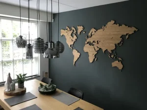 Wandbilder & Wanddekoration>City Shapes Weltkarte aus Eichenholz