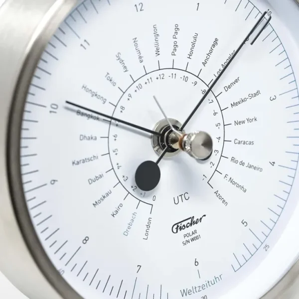 Wand- & Tischuhren>Fischer Manufaktur Weltzeituhr »POLAR« von