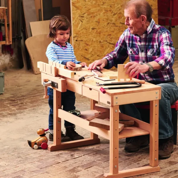 Bastel-sets | Weihnachtsgeschenke>GOKI Werkbank aus geöltem massivem Buchenholz