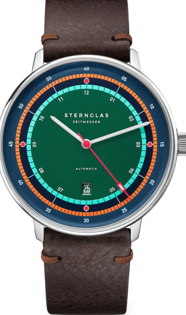 Armbanduhren>Sternglas ZEIT-Sonderedition Uhr »Hamburg Automatik«, Grün-Blau