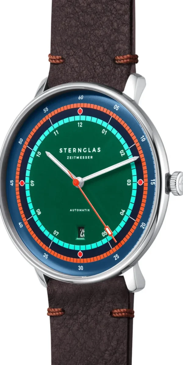 Armbanduhren>Sternglas ZEIT-Sonderedition Uhr »Hamburg Automatik«, Grün-Blau